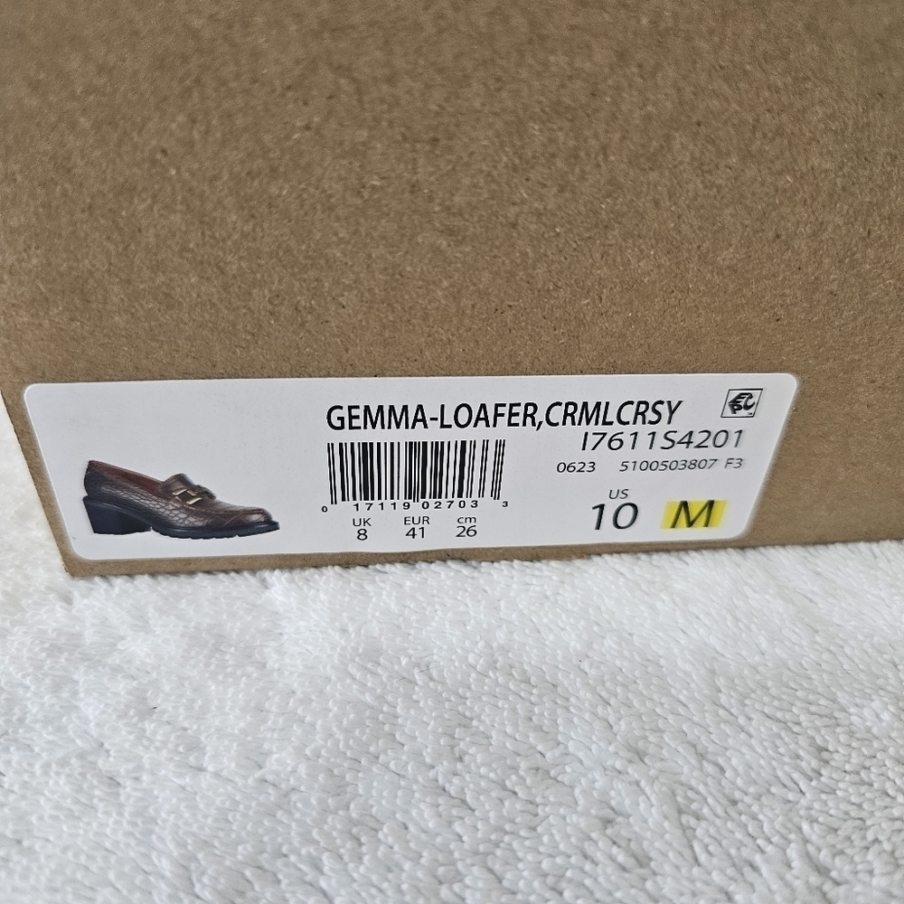 NWT Zodiac Gemma Loafer Pump w Antique Metal Bit 2 1/4" heel Caramel Croc 10M - Picture 6 of 10